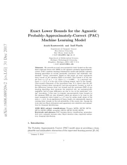 Exact Lower Bounds for the Agnostic Probably-Approximately-Correct (PAC)
  Machine Learning Model