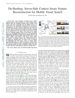 De-Hashing: Server-Side Context-Aware Feature Reconstruction for Mobile
  Visual Search