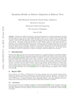 Simulation Results on Selector Adaptation in Behavior Trees