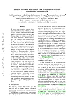 Relation extraction from clinical texts using domain invariant
  convolutional neural network