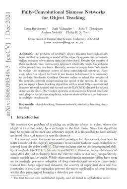 Fully-Convolutional Siamese Networks for Object Tracking