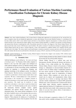 Performance Based Evaluation of Various Machine Learning Classification
  Techniques for Chronic Kidney Disease Diagnosis