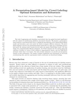 A Permutation-based Model for Crowd Labeling: Optimal Estimation and
  Robustness