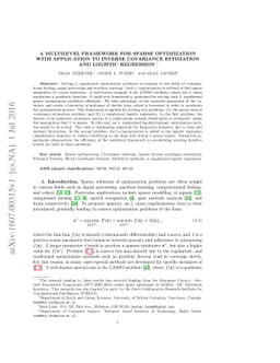 A multilevel framework for sparse optimization with application to
  inverse covariance estimation and logistic regression