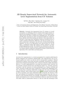 3D Deeply Supervised Network for Automatic Liver Segmentation from CT
  Volumes