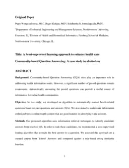 A Semi-supervised learning approach to enhance health care
  Community-based Question Answering: A case study in alcoholism