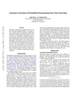 Automatic Generation of Probabilistic Programming from Time Series Data