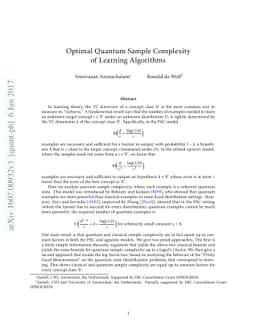 Optimal Quantum Sample Complexity of Learning Algorithms