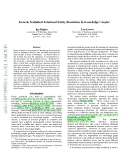 Generic Statistical Relational Entity Resolution in Knowledge Graphs