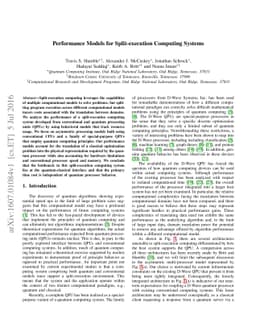 Performance Models for Split-execution Computing Systems