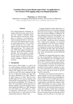 Learning when to trust distant supervision: An application to
  low-resource POS tagging using cross-lingual projection