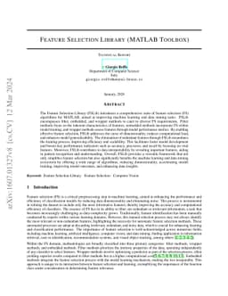 Feature Selection Library (MATLAB Toolbox)