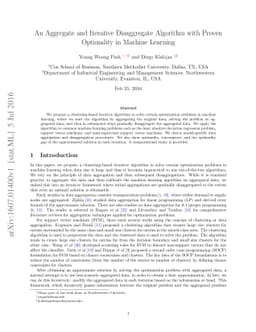 An Aggregate and Iterative Disaggregate Algorithm with Proven Optimality
  in Machine Learning