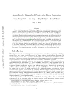 Algorithms for Generalized Cluster-wise Linear Regression