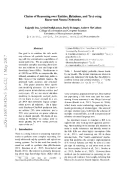 Chains of Reasoning over Entities, Relations, and Text using Recurrent
  Neural Networks