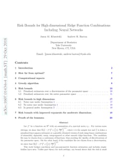 Risk Bounds for High-dimensional Ridge Function Combinations Including
  Neural Networks