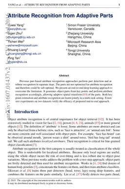 Attribute Recognition from Adaptive Parts