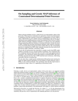 On Sampling and Greedy MAP Inference of Constrained Determinantal Point
  Processes