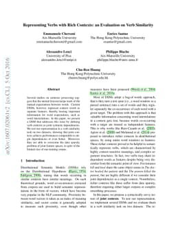 Representing Verbs with Rich Contexts: an Evaluation on Verb Similarity