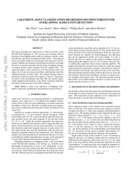 CaR-FOREST: Joint Classification-Regression Decision Forests for
  Overlapping Audio Event Detection