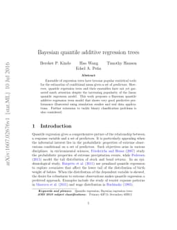 Bayesian quantile additive regression trees