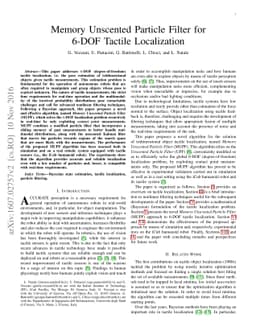 Memory Unscented Particle Filter for 6-DOF Tactile Localization