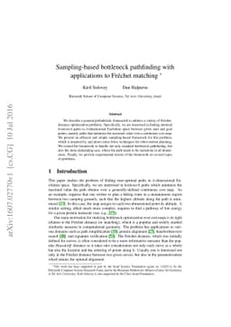 Sampling-based bottleneck pathfinding with applications to Frechet
  matching