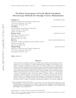 On Faster Convergence of Cyclic Block Coordinate Descent-type Methods
  for Strongly Convex Minimization