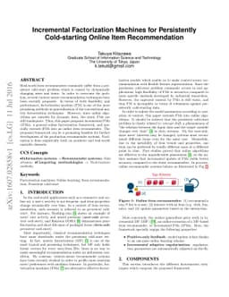 Incremental Factorization Machines for Persistently Cold-starting Online
  Item Recommendation