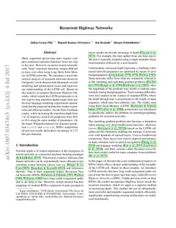 Recurrent Highway Networks