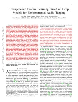 Unsupervised Feature Learning Based on Deep Models for Environmental
  Audio Tagging