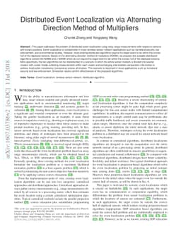 Distributed Event Localization via Alternating Direction Method of
  Multipliers
