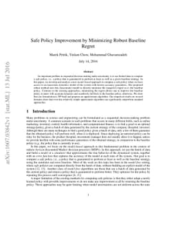 Safe Policy Improvement by Minimizing Robust Baseline Regret