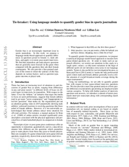 Tie-breaker: Using language models to quantify gender bias in sports
  journalism