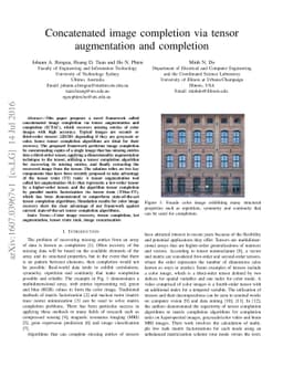 Concatenated image completion via tensor augmentation and completion