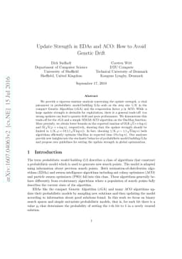 Update Strength in EDAs and ACO: How to Avoid Genetic Drift