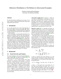 Defensive Distillation is Not Robust to Adversarial Examples