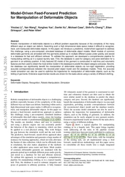Model-Driven Feed-Forward Prediction for Manipulation of Deformable
  Objects