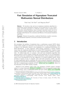 Fast Simulation of Hyperplane-Truncated Multivariate Normal
  Distributions