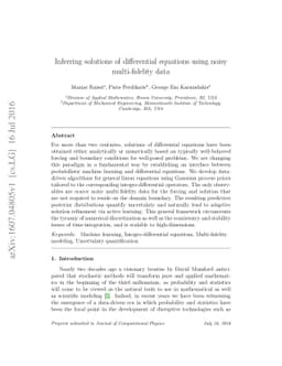 Inferring solutions of differential equations using noisy multi-fidelity
  data