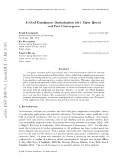 Global Continuous Optimization with Error Bound and Fast Convergence