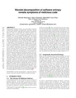 Wavelet decomposition of software entropy reveals symptoms of malicious
  code