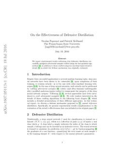 On the Effectiveness of Defensive Distillation