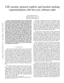 LTE security, protocol exploits and location tracking experimentation
  with low-cost software radio