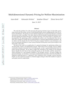 Multidimensional Dynamic Pricing for Welfare Maximization
