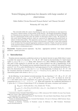 Nested Kriging predictions for datasets with large number of
  observations