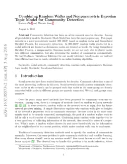 Combining Random Walks and Nonparametric Bayesian Topic Model for
  Community Detection