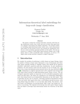 Information-theoretical label embeddings for large-scale image
  classification