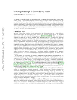 Evaluating the Strength of Genomic Privacy Metrics