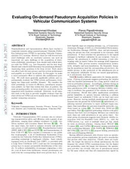Evaluating On-demand Pseudonym Acquisition Policies in Vehicular
  Communication Systems